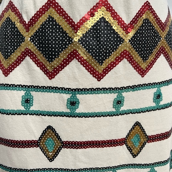 Bongo Mini Stretch Skirt with Sequins and Aztec or Native American Design XL - Picture 3 of 9